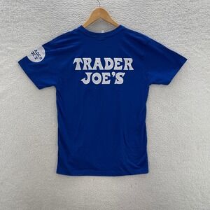 Trader Joes T Shirt Mens Medium Blue Short Sleeve Grocery Store Employee Tee
